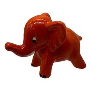 Vintage‎ Ceramic Elephant Figurine Orange Decor Animal Cute Vintage Goebel